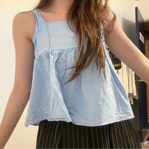 Korean style croptop sleeveless blue